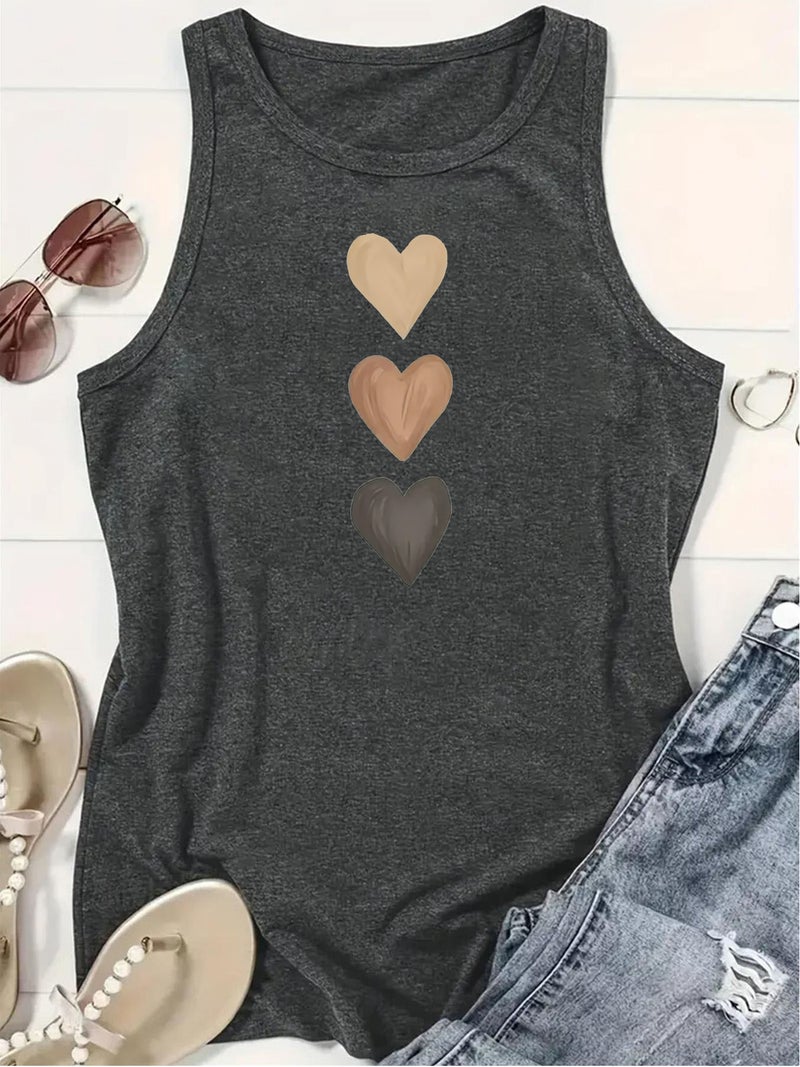 Independent Station Ladies All-Match Comfortable Three Love Printing Soft Large Vest - Image 5