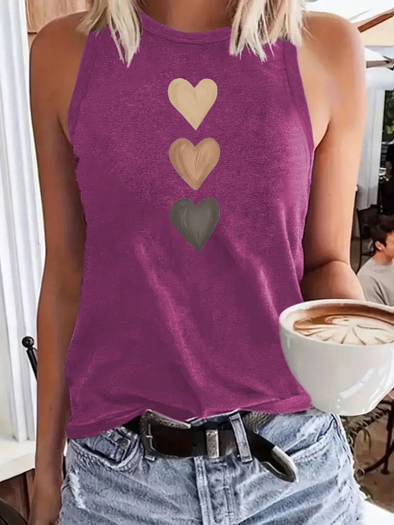 Independent Station Ladies All-Match Comfortable Three Love Printing Soft Large Vest - Image 3