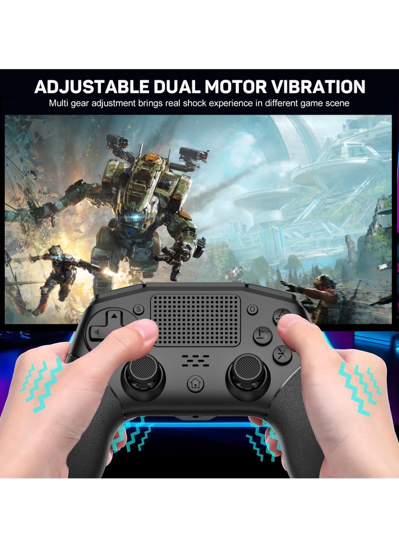 General - Professional Wireless Gamepad LinYuvo PS4 Bluetooth Game Controller Compatible with PS4, PS4 Slim, PS4 Pro, Android, iOS13 above Six-Axis Gyroscope Programming Function Capacitive Touch Pad 3.5mm Audio Jack Adjustable Dual Motor Vibration Wake-Up Function Metal Joystick Black - Image 1