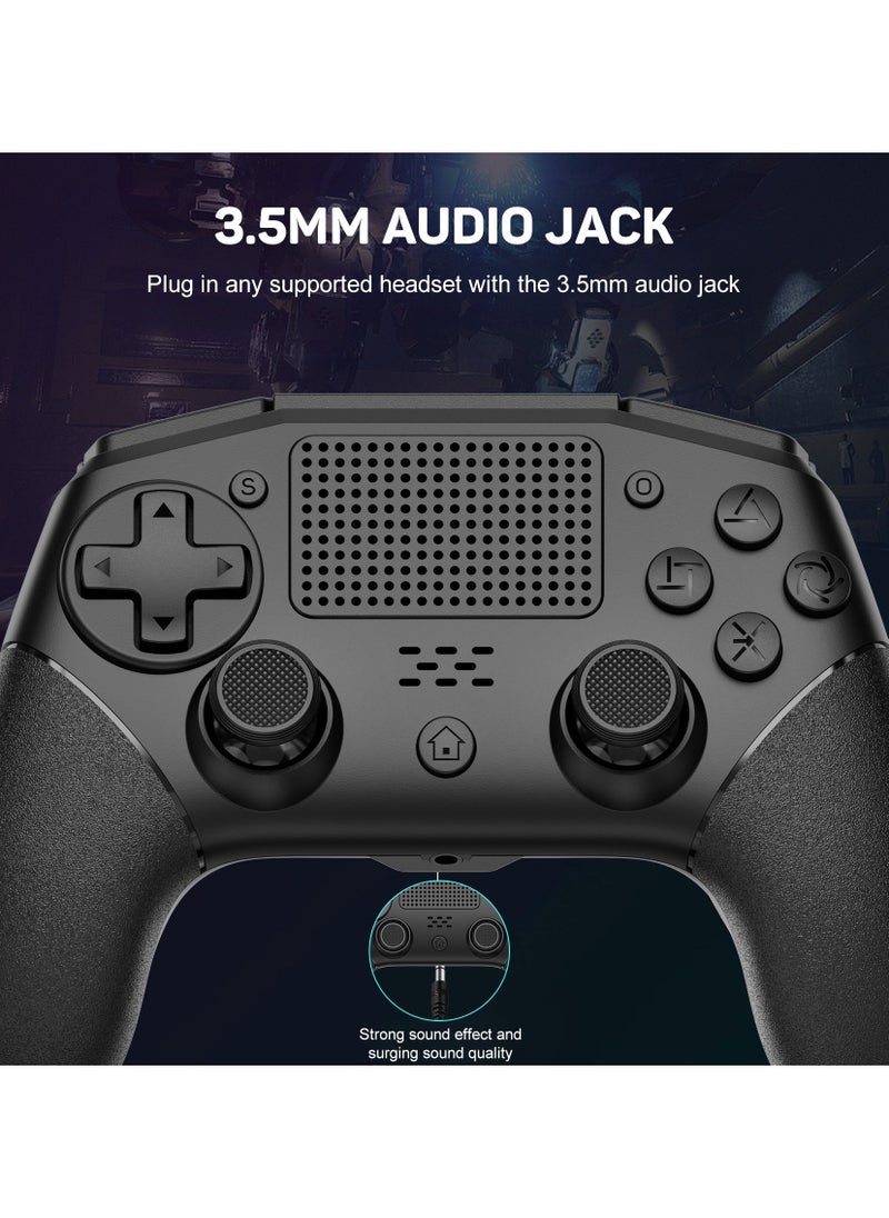 General - Professional Wireless Gamepad LinYuvo PS4 Bluetooth Game Controller Compatible with PS4, PS4 Slim, PS4 Pro, Android, iOS13 above Six-Axis Gyroscope Programming Function Capacitive Touch Pad 3.5mm Audio Jack Adjustable Dual Motor Vibration Wake-Up Function Metal Joystick Black - Image 1