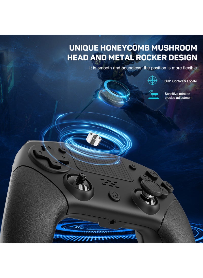 General - Professional Wireless Gamepad LinYuvo PS4 Bluetooth Game Controller Compatible with PS4, PS4 Slim, PS4 Pro, Android, iOS13 above Six-Axis Gyroscope Programming Function Capacitive Touch Pad 3.5mm Audio Jack Adjustable Dual Motor Vibration Wake-Up Function Metal Joystick Black - Image 1