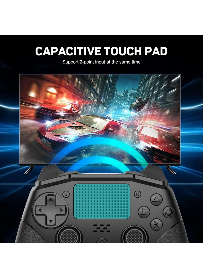 General - Professional Wireless Gamepad LinYuvo PS4 Bluetooth Game Controller Compatible with PS4, PS4 Slim, PS4 Pro, Android, iOS13 above Six-Axis Gyroscope Programming Function Capacitive Touch Pad 3.5mm Audio Jack Adjustable Dual Motor Vibration Wake-Up Function Metal Joystick Black - Image 1