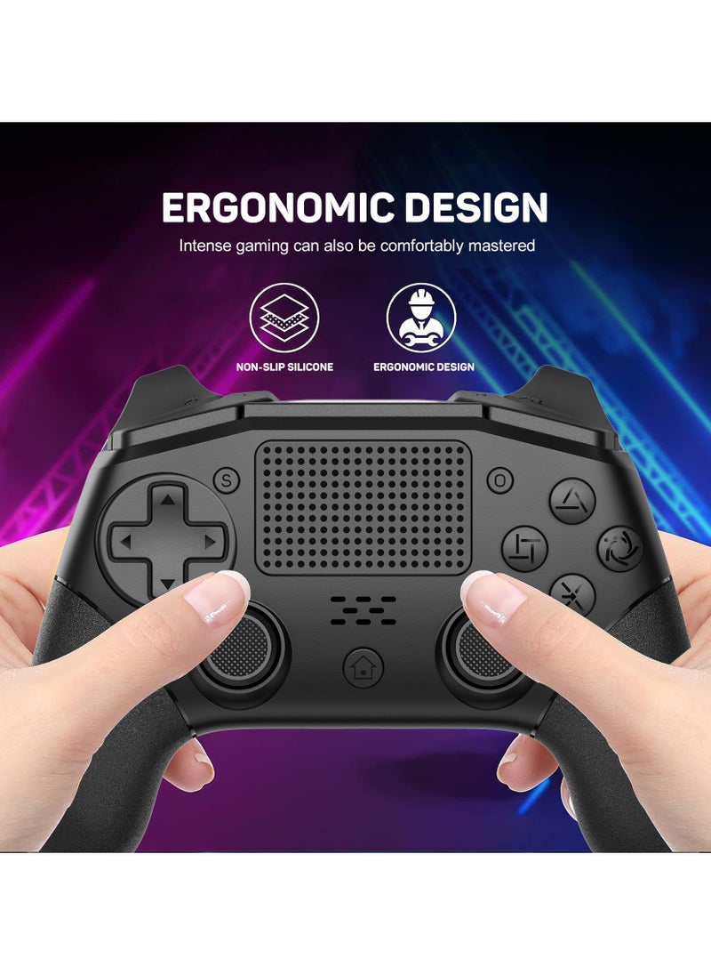 General - Professional Wireless Gamepad LinYuvo PS4 Bluetooth Game Controller Compatible with PS4, PS4 Slim, PS4 Pro, Android, iOS13 above Six-Axis Gyroscope Programming Function Capacitive Touch Pad 3.5mm Audio Jack Adjustable Dual Motor Vibration Wake-Up Function Metal Joystick Black - Image 1