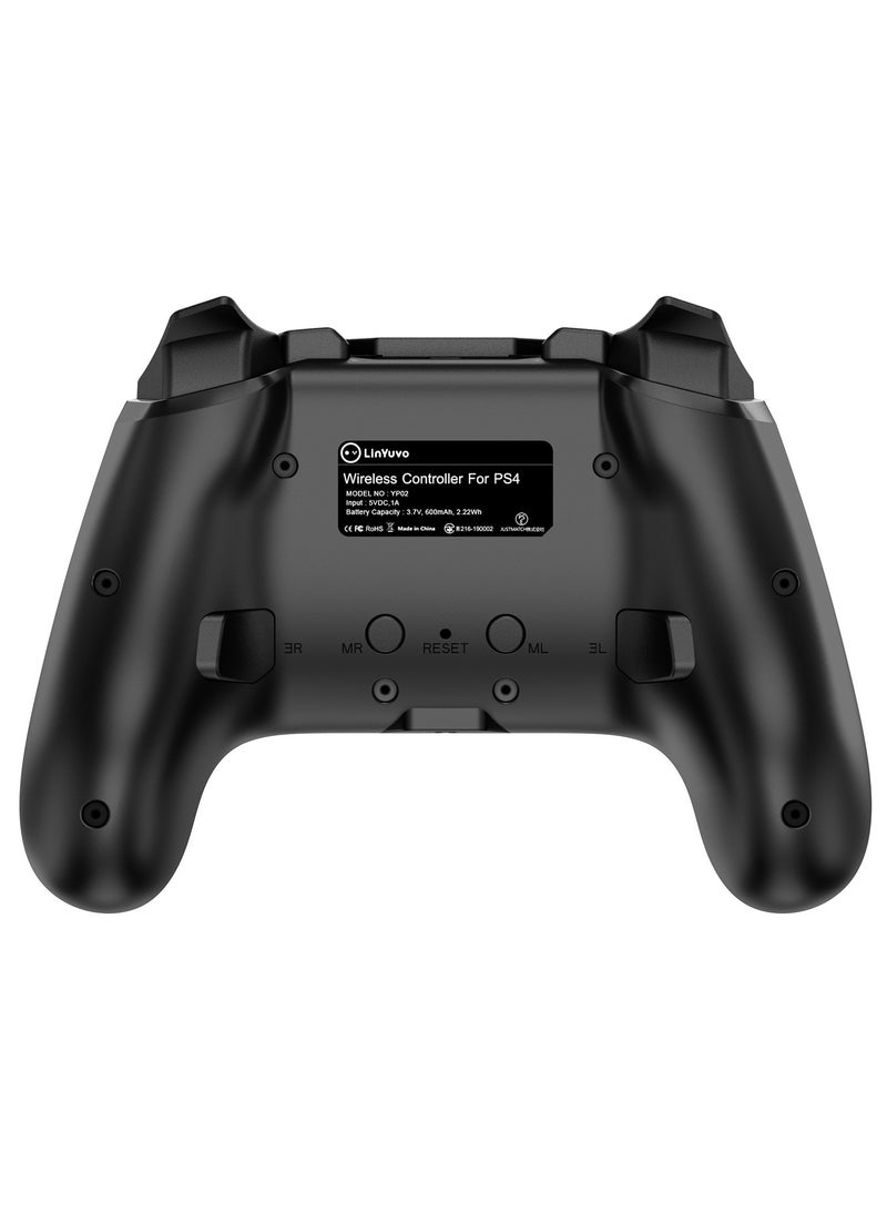 General - Professional Wireless Gamepad LinYuvo PS4 Bluetooth Game Controller Compatible with PS4, PS4 Slim, PS4 Pro, Android, iOS13 above Six-Axis Gyroscope Programming Function Capacitive Touch Pad 3.5mm Audio Jack Adjustable Dual Motor Vibration Wake-Up Function Metal Joystick Black - Image 1