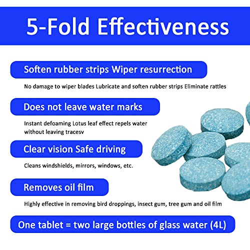 ASUBHA 50PCS Car Windshield Washer Fluid Tablets, Windshield Wipe Fluid, Windshield Washer Fluid Concentrate, Windshield Washer Solid Effervescent, Automotive Glass Cleaner Fit for Car Window Glass - Image 3