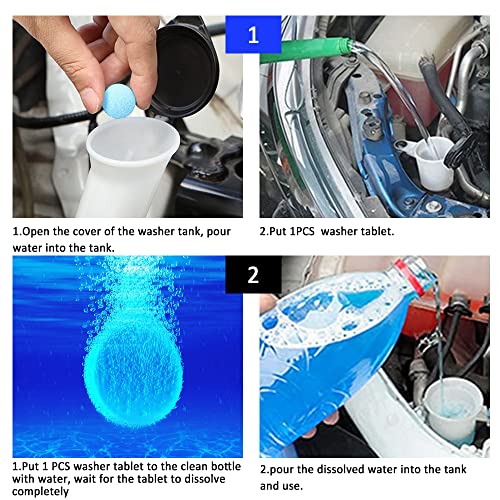 ASUBHA 50PCS Car Windshield Washer Fluid Tablets, Windshield Wipe Fluid, Windshield Washer Fluid Concentrate, Windshield Washer Solid Effervescent, Automotive Glass Cleaner Fit for Car Window Glass - Image 4