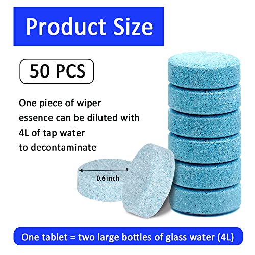 ASUBHA 50PCS Car Windshield Washer Fluid Tablets, Windshield Wipe Fluid, Windshield Washer Fluid Concentrate, Windshield Washer Solid Effervescent, Automotive Glass Cleaner Fit for Car Window Glass - Image 2