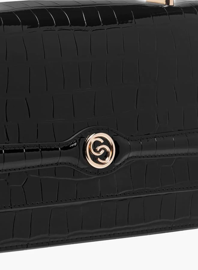 Celeste Women Textured Satchel Bag with Grab Handle and Button Closure