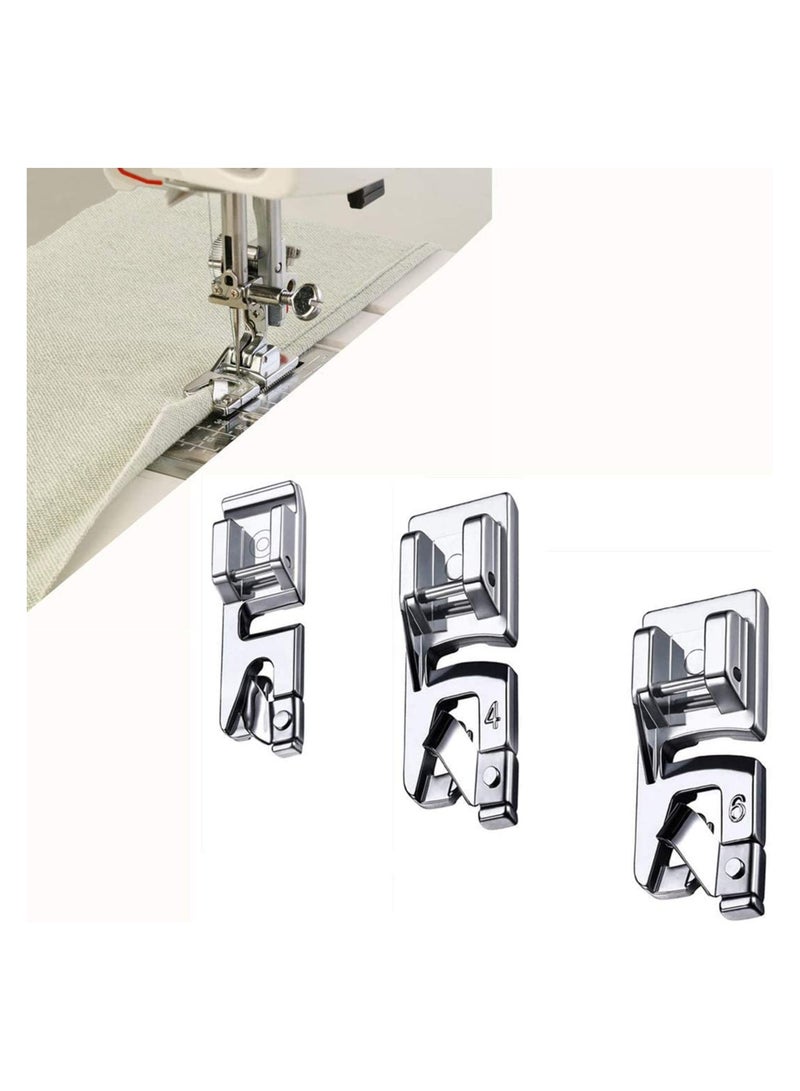 SYOSI 3 Sizes Rolled Hem Foot 3 mm 4 mm 6 mm Hemmer Foot Hemming Foot Kit Sewing Feet Kit Rolled Hem Presser Foot Sewing Machine Foot Suitable for Household Multi-Function Sewing Machines - Image 1