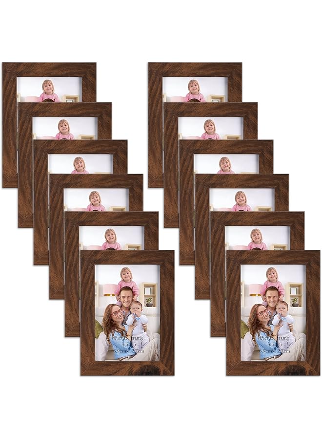 erorex 3.5 X 5 Picture Frame Brown 12 Pack Rustic Walnut 3.5 X 5 Photo Frames Bulk For Desktop Display Or Wall Mount  - Image 1