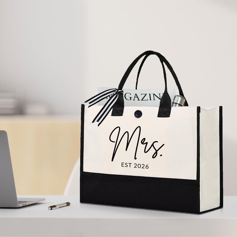Afterprints Mrs Canvas Tote Bag for Bride 2026, Bride Gifts for Bridal Shower, Wedding Gifts for Bride to Be, Future Mrs, Engagement, Bachelorette Party Gift - Image 3