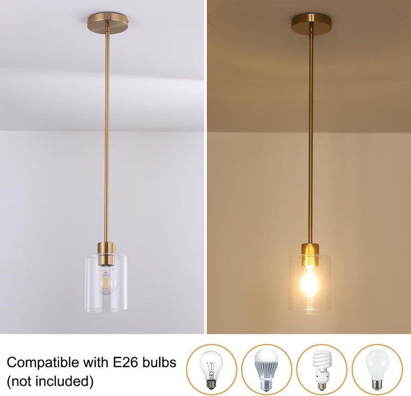 KLSS Brass Pendant Lights,Modern Farmhouse Pendant Light,Kitchen Pendant Mini Hanging Light for Sink Island,Adjustable Height,Home Décor Lighting - Image 4
