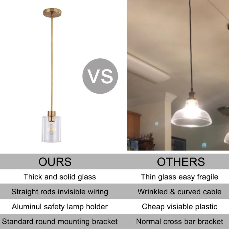KLSS Brass Pendant Lights,Modern Farmhouse Pendant Light,Kitchen Pendant Mini Hanging Light for Sink Island,Adjustable Height,Home Décor Lighting - Image 2