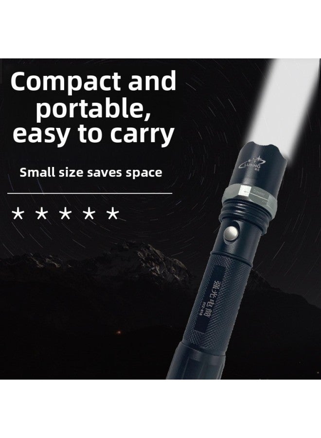 Strong Light Flashlight Aluminum Alloy Led Rechargeable Mini Flashlight Waterproof Multifunctional Outdoor Hiking Lighting-Product Specifications:S-7680 Model With Measuring Light  - Image 2