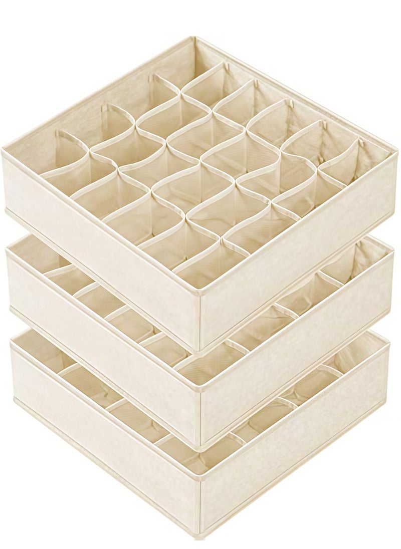 Generic 3 Pack Organizer Dividers, 64 Cell Fabric Foldable Cabinet Closet Organizers and Storage Boxes for Storing Socks, Underwear, Ties  - Image 1