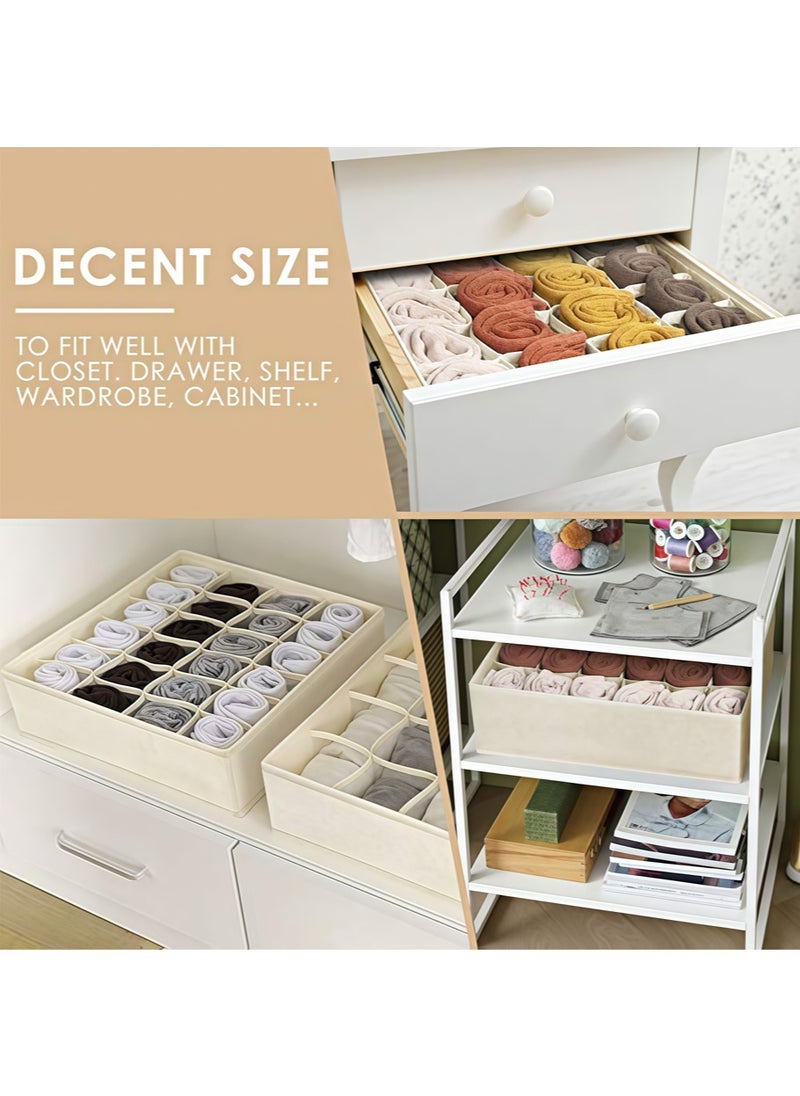 Generic 3 Pack Organizer Dividers, 64 Cell Fabric Foldable Cabinet Closet Organizers and Storage Boxes for Storing Socks, Underwear, Ties  - Image 4
