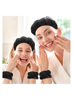 KHAJUL 3PCS Sponge Headband Wristband Sets for Washing Face, Makeup Headbands for Women Girls, Skincare Makeup Removal, Wash Spa Yoga Sports, Shower Head Band Terry Towel Cloth Hair Band (Black)  - Image 5