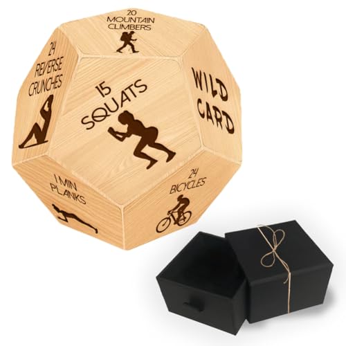 UNICRAFTALE Exercise Decision Dice Fitness Dice Wooden Decision Sieve with Velvet Packing Pouches Cycling Sports Game Dices Gifts for Him Her Women Men Friend Couple - Image 1