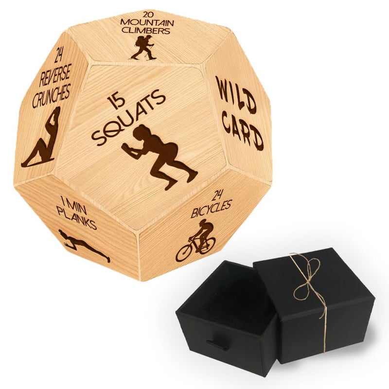 UNICRAFTALE Exercise Decision Dice Fitness Dice Wooden Decision Sieve with Velvet Packing Pouches Cycling Sports Game Dices Gifts for Him Her Women Men Friend Couple - Image 3