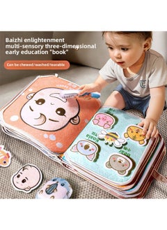 Generic Quiet Tearing Book Baby Can Chew Baby Puzzle Early Education Cloth Book Toy Hand Tearing Book Can Not Tear One-Color:[animal Cognition] Unbreakable Cloth Book + Space Manhattan Ball  - Image 2