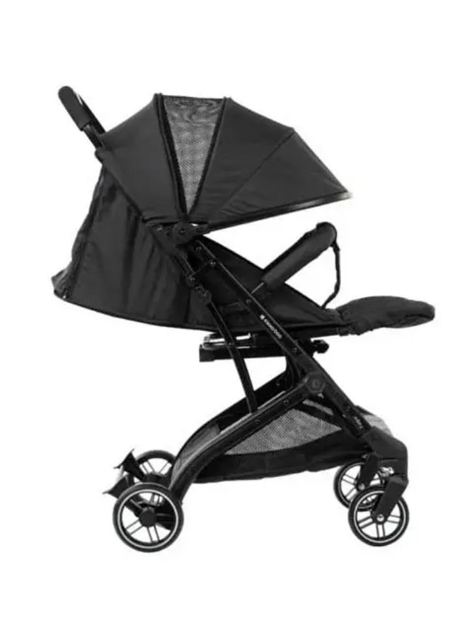 Chicco baby stroller with flip arm and anti-puncture wheels, it has a storage basket for the baby's essentials and an adjustable canopy, black color - Image 2