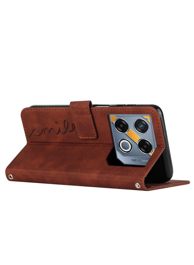 S-TOP Case For Infinix GT 20 Pro Skin Feel Heart Embossed Leather Phone Case with Long Lanyard - Image 3