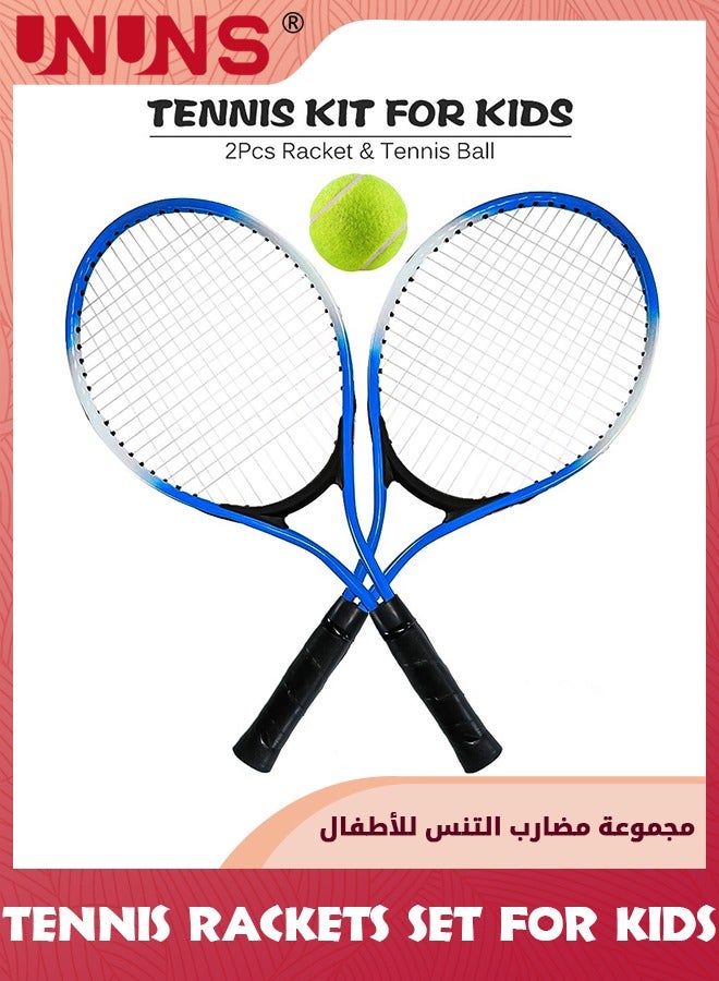 UNUNS Tennis Rackets,2 Players Recreational Kids Tennis Rackets With 1 Tennis Ball And Cover Bag,52cm Super Lightweight Tennis Racquets For Beginners Youth Kids,Blue  - Image 5