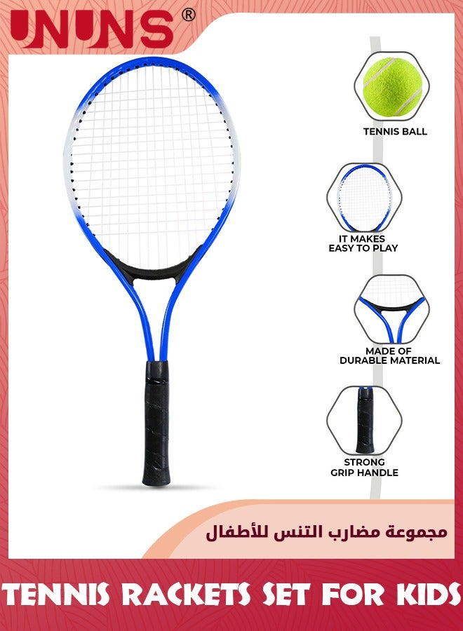 UNUNS Tennis Rackets,2 Players Recreational Kids Tennis Rackets With 1 Tennis Ball And Cover Bag,52cm Super Lightweight Tennis Racquets For Beginners Youth Kids,Blue  - Image 4