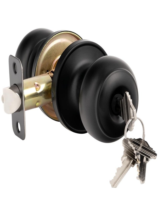 HOSOM Door Knob with Lock and Key, Keyed Entry Door Knob, Exterior and Interior Door Lock for Front Door Commercial and Residential Area, Entry Door Handle for Bedroom and Bathroom, Matte Black - Image 1