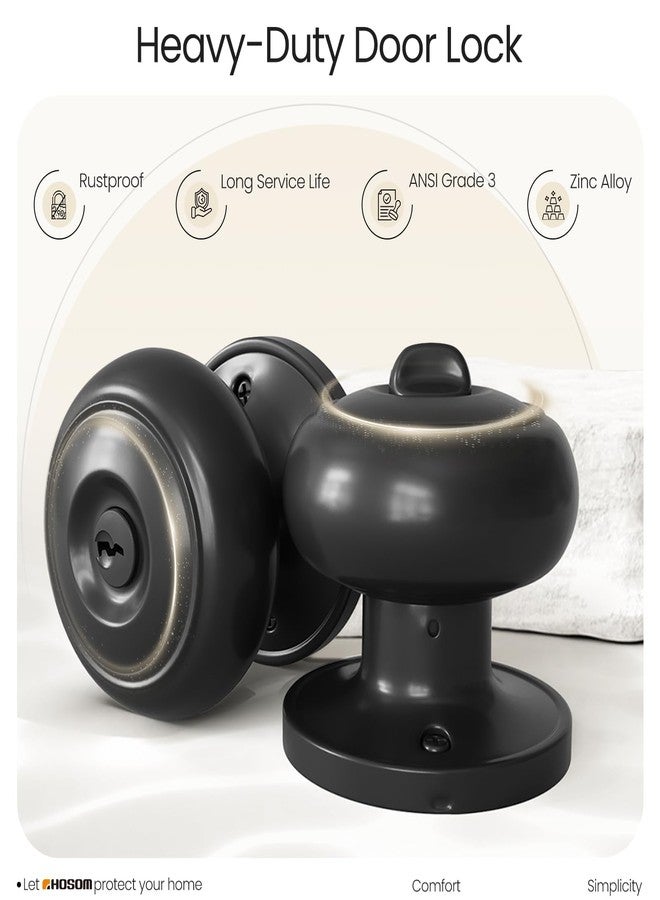 HOSOM Door Knob with Lock and Key, Keyed Entry Door Knob, Exterior and Interior Door Lock for Front Door Commercial and Residential Area, Entry Door Handle for Bedroom and Bathroom, Matte Black - Image 5