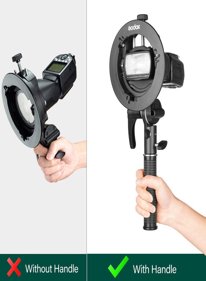 EACHSHOT GODOX S2 Speedlite Bracket Bowens Mount Holder + Cold Shoe Flash Mount for Godox V1 Series, AD200Pro, AD200, AD400Pro, V860II Series, TT350 TT685 TT600 Series Flash - Image 2