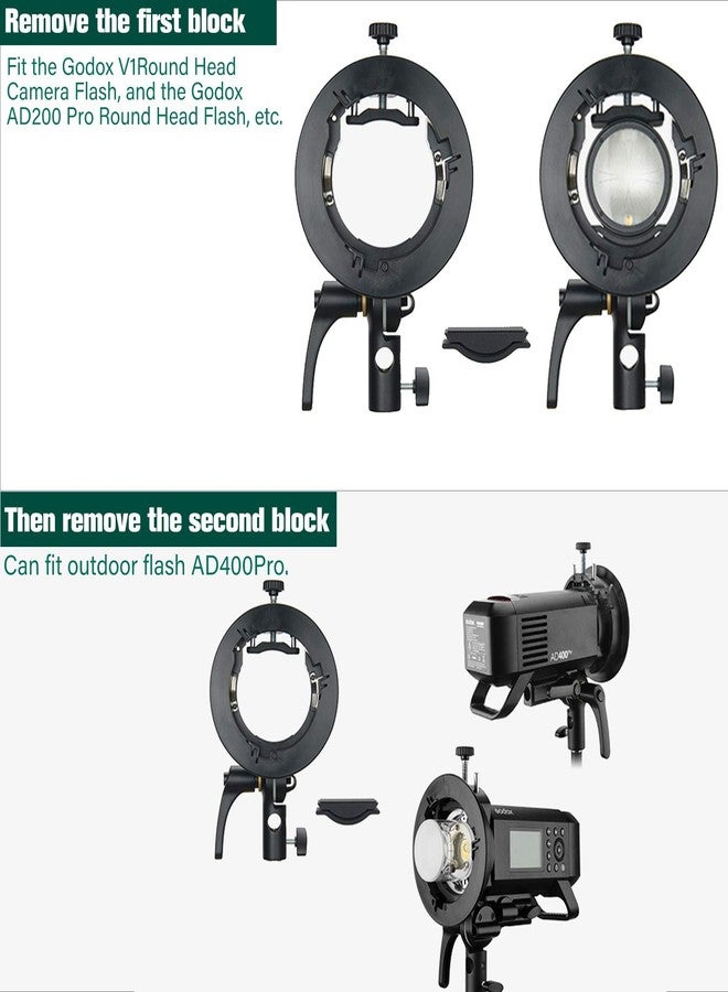 EACHSHOT GODOX S2 Speedlite Bracket Bowens Mount Holder + Cold Shoe Flash Mount for Godox V1 Series, AD200Pro, AD200, AD400Pro, V860II Series, TT350 TT685 TT600 Series Flash - Image 5