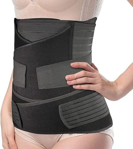 QP360 Neoprene 3 In 1 Postpartum Belly Band Post Pregnancy Abdominal Belt For Women After Birth Belly/Waist/Pelvis Wrap Postnatal Shapewear (Free Size) (BLACK) - Image 1