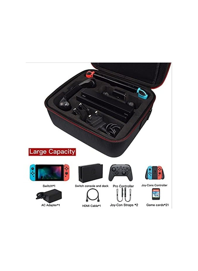 erorex Carrying Case Compatible with Nintendo Switch, Travel Storage Hard Shell Protective Portable Carry Bag with Shoulder Strap for Nintendo Switch Console & Accessories, Pro Controller, Black - Image 2