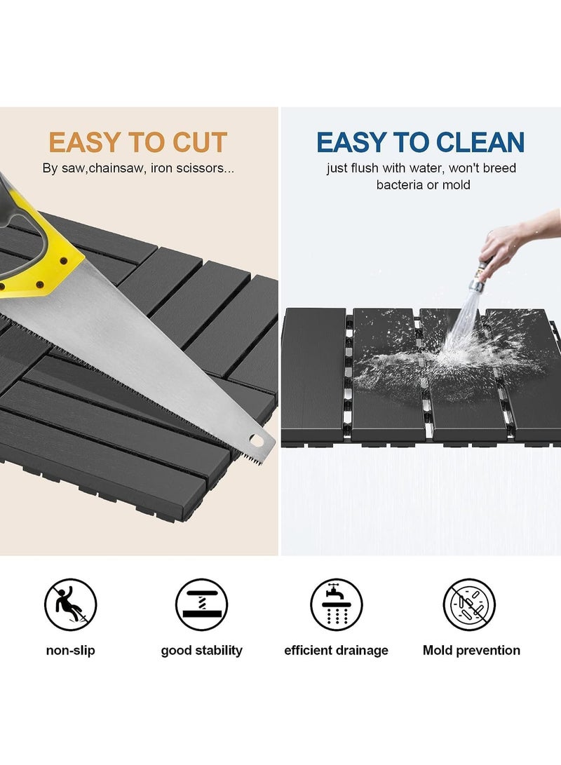 LINGWEI 10PCS Plastic Interlocking Deck Tiles 30x30cm Waterproof Patio Balcony Flooring Outdoor Interlocking Deck Tile - Image 3