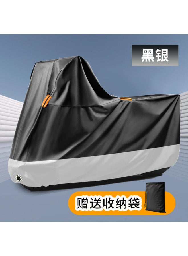 Customized Motorcycle Locomotive Cover Rain Cover Rainstorm Protection Locomotive Cover Black Thickened Lengthened 210d Silver-coated Oxford Cloth