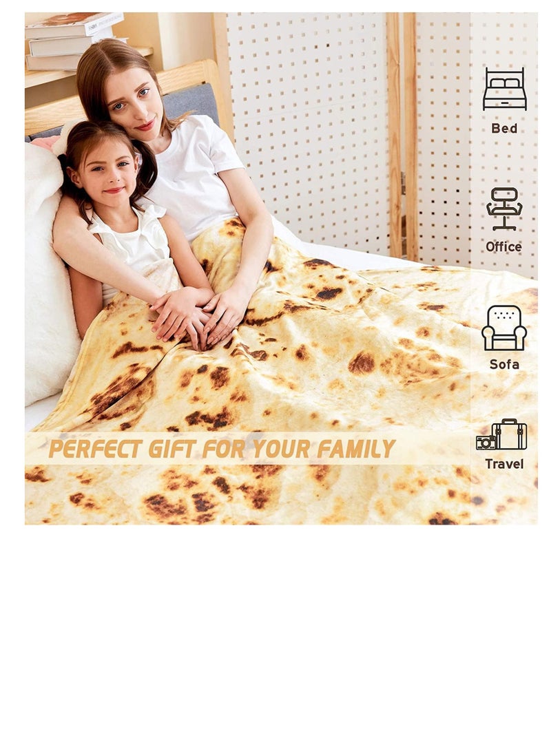 Burritos Tortilla Blanket, Funny Realistic Food Throw Blankets, Novelty Soft and Comfortable Flannel Tortilla Taco Blanket, Round Shape, for Adult and Kids Use (180x180cm, Yellow)  - Image 4