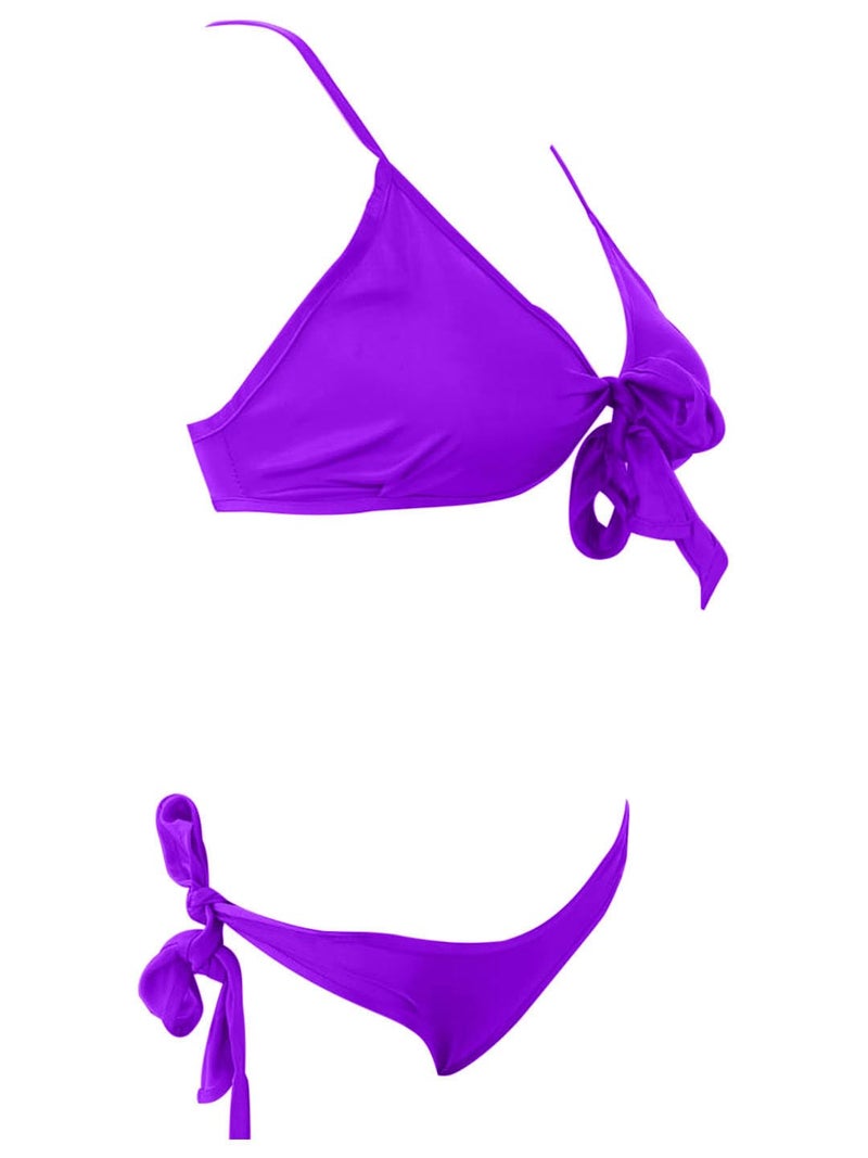 RioDebella Women Satin Bow Tie 2 Piece Bikini Set - Image 4