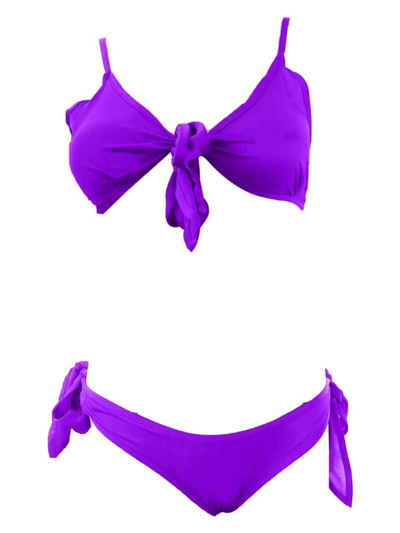 RioDebella Women Satin Bow Tie 2 Piece Bikini Set - Image 1
