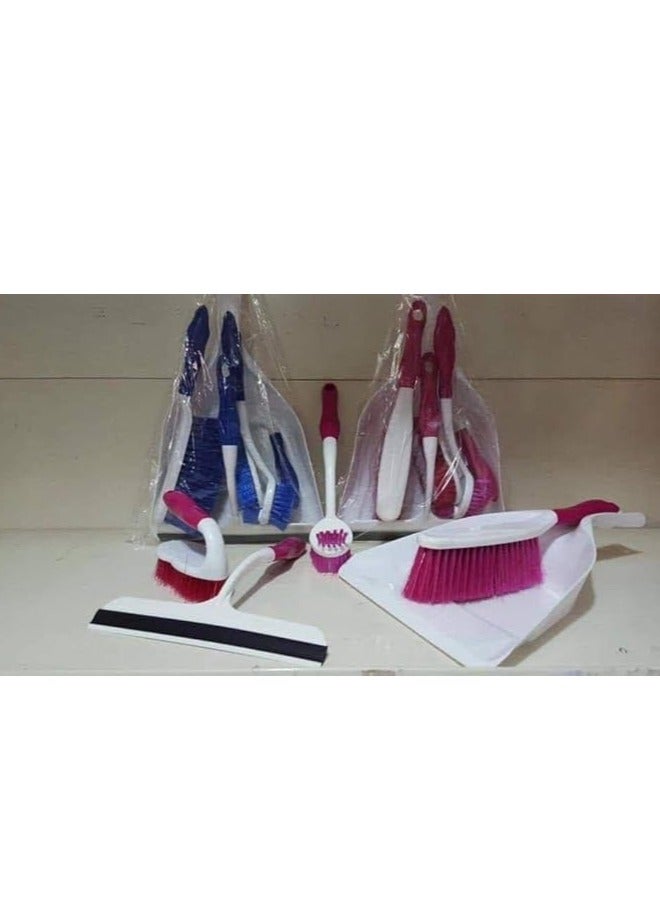 A 5-piece versatile cleaning set: a dustpan, broom, tile brush, and mop. - Image 3