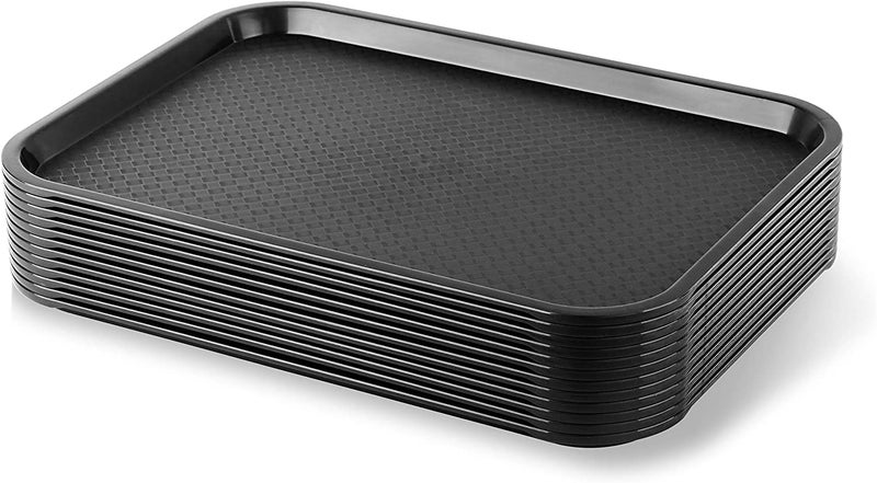 Improvhome Serving Platter/Tray Made of Premium Plastic Rectangular Shape (16 X 12 inches) (Black) (1) - Image 1