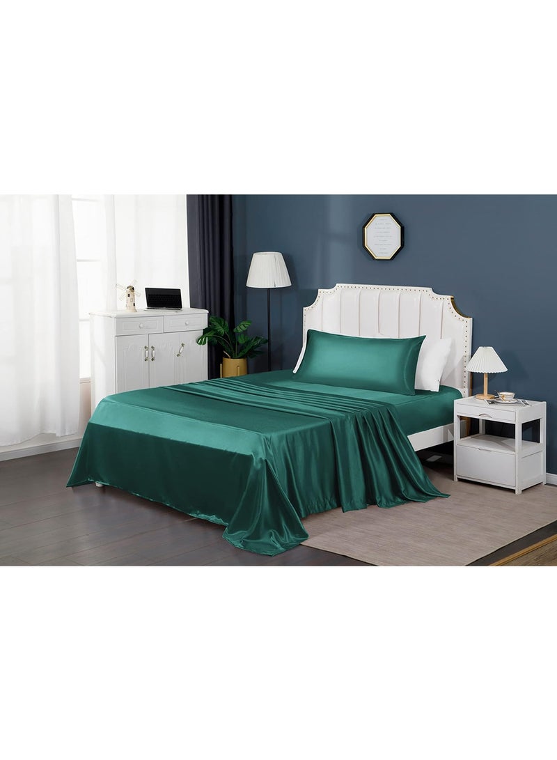 VITION Satin Silk Pillow Case Cover for Hair and Skin, Soft Breathable Smooth Both Sided Silk Pillow Cover Pair (King - 50 x 102cm - 2pcs - Hunter Green) - Image 4