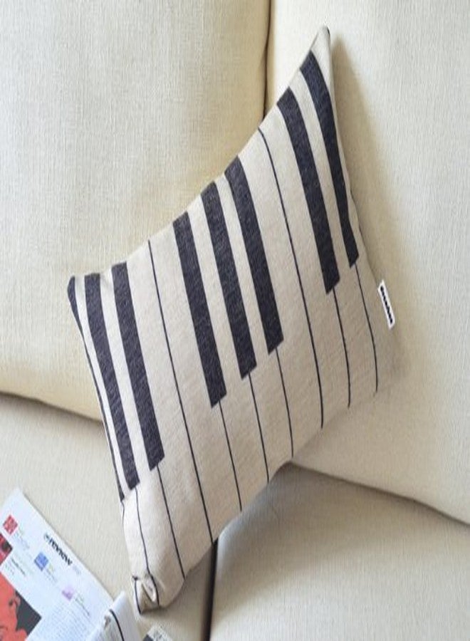 Decorbox Piano Keyboard Simple Music Throw Pillow Case Decor Cushion Covers Oblong 20*12 Inch Beige Cotton Blend Linen - Image 3