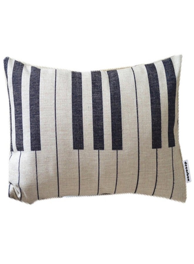 Decorbox Piano Keyboard Simple Music Throw Pillow Case Decor Cushion Covers Oblong 20*12 Inch Beige Cotton Blend Linen - Image 1