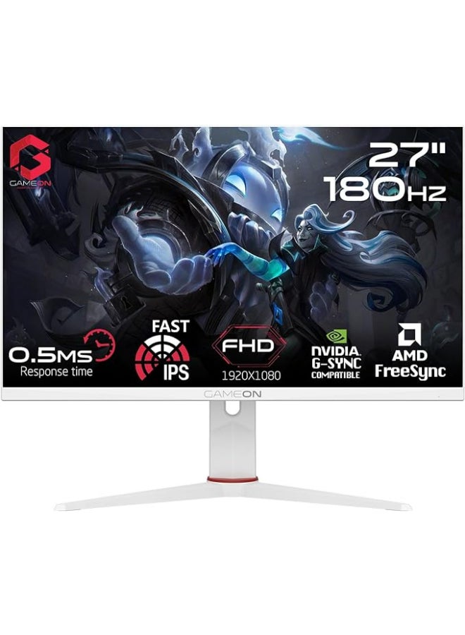 GAMEON GOA27FHD180IPS Artic Pro Series 27" FHD, 180Hz, MPRT 0.5ms, Fast IPS Gaming Monitor (Support PS5) White - Image 1