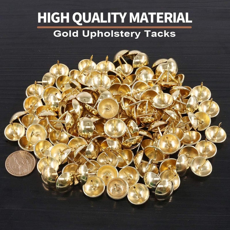 Keadic 200Pcs 3/4" (19mm) Antique Upholstery Tacks Furniture Nails Pins Assortment Kit for Upholstered Furniture Cork Board or DIY Projects - Gold - Image 3