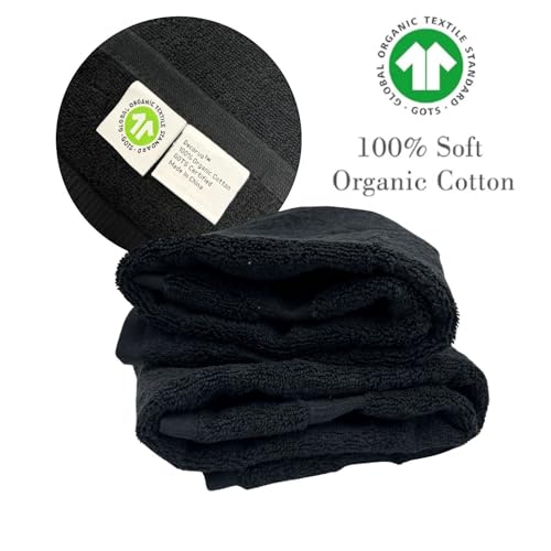 Decorvo Black Monogrammed Hand Towels for Bathroom - Luxury Hotel Quality Personalized Initial Embroidered Towel for Powder Room, Spa - GOTS Organic Certified - Set of 2 White Letter S - Image 2
