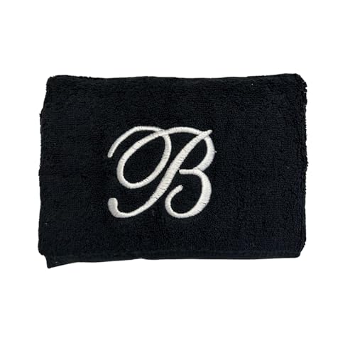 Decorvo Black Monogrammed Hand Towels for Bathroom - Luxury Hotel Quality Personalized Initial Embroidered Towel for Powder Room, Spa - GOTS Organic Certified - Set of 2 White Letter S - Image 5