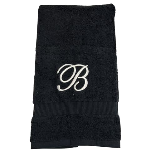 Decorvo Black Monogrammed Hand Towels for Bathroom - Luxury Hotel Quality Personalized Initial Embroidered Towel for Powder Room, Spa - GOTS Organic Certified - Set of 2 White Letter S - Image 4