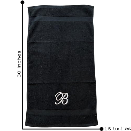 Decorvo Black Monogrammed Hand Towels for Bathroom - Luxury Hotel Quality Personalized Initial Embroidered Towel for Powder Room, Spa - GOTS Organic Certified - Set of 2 White Letter S - Image 3
